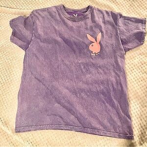 PLAYBOY Women’s Tee Sz L Stonewashed Purple.  Excellent condition